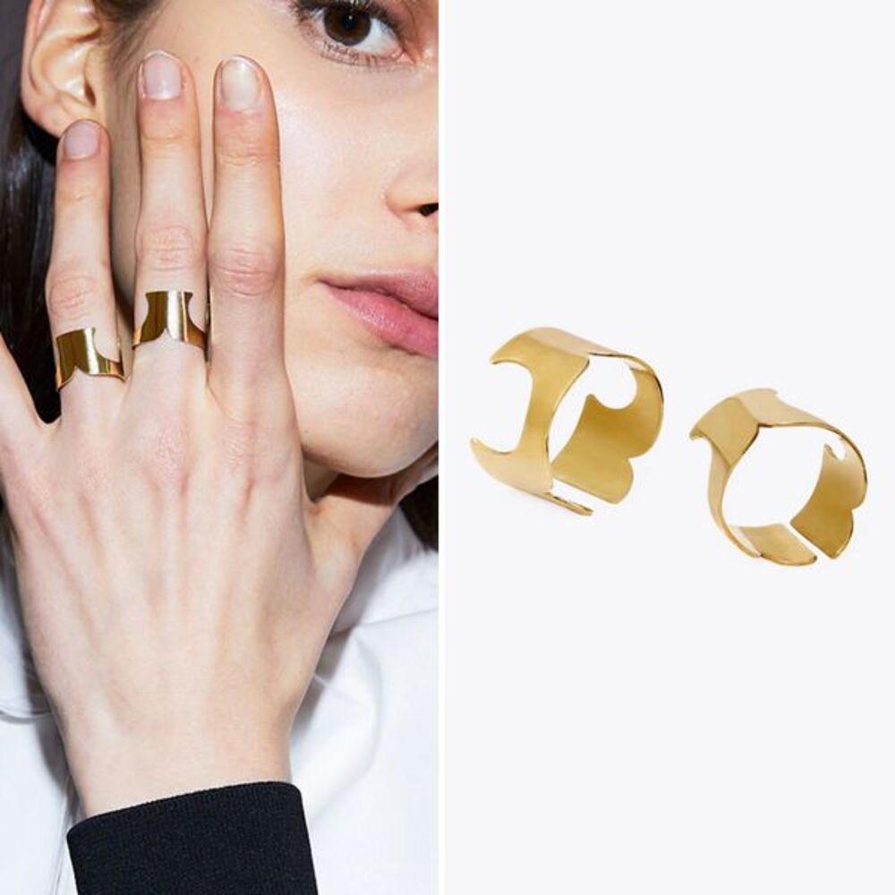 ❤︎ Tory Burch ❤︎ Serif-T Adjustable Ring Set - Fall/Winter 2020 runway
